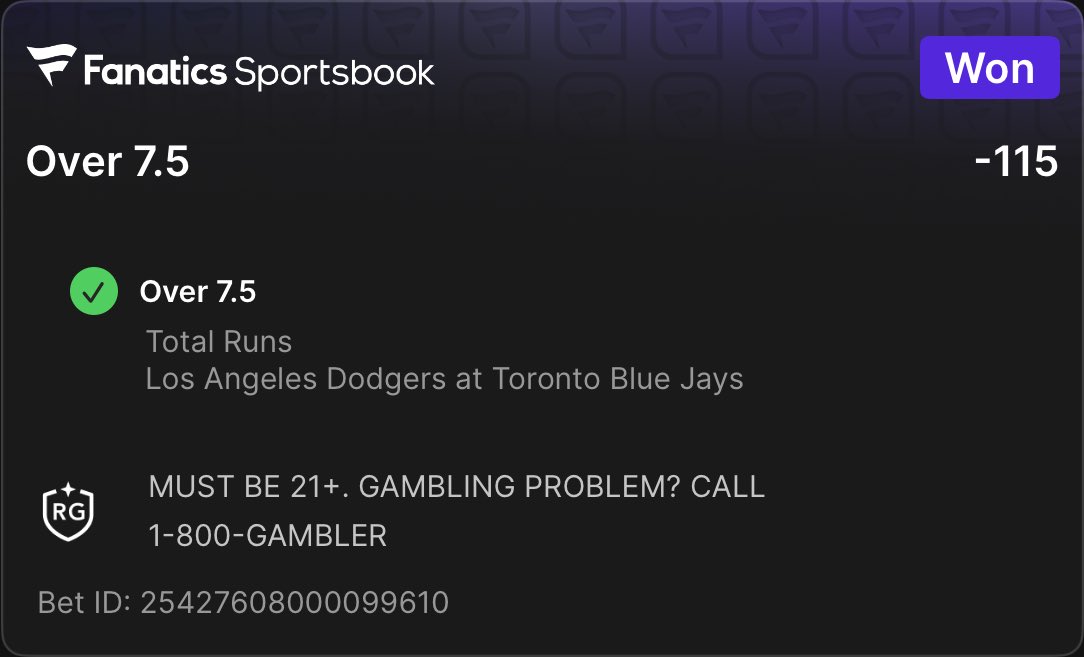 GotLockzz's tweet photo. 4W - 2L  10/24/25 🏆

VIP Slate:

Guerrero 2+ HRRBI (-145)✅
Ohtani 3+ HRRBI (+120)✅
Springer 2+ HRRBI (-105)✅
Dodgers @ Blue Jays O 7.5 (-115)✅
Snell 9+ KS (+330) ❌
Ohtani O 0.5 Stolen Bases (+425)❌

Our VIP members are cashing out everyday, stop missing out 🫡 https://t.co/w6mUtNkpXB