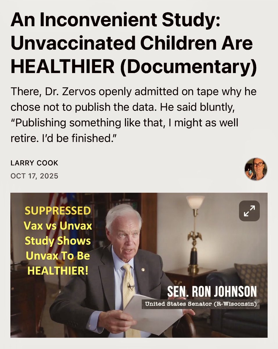 stopvaccinating's tweet image. Have you watched this powerful documentary about a vax vs unvax study that shows unvaxxed children to be radically healthier than the vaxxed children, which caused the author to decide to NOT publish this important study? Thoughts?