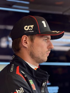 First image displays a person from behind wearing a white racing suit branded with Red Bull, Oracle, Sparco, and Mobil 1 logos, standing in a brightly lit control room filled with multiple computer monitors showing track telemetry data, timing screens with numbers like 22, and Red Bull branding on screens. Second image shows a side profile of a man with short hair and stubble wearing a black cap labeled AlphaTauri with number 1 and a black racing suit with red accents and sponsor logos including Mobil 1, positioned against a blue background with soft lighting.