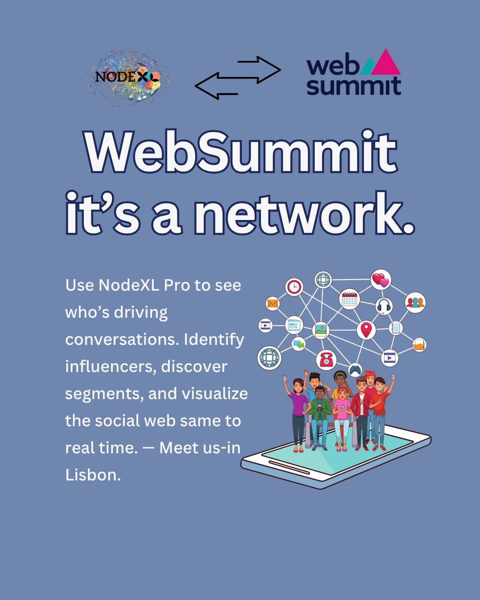 nodexl's tweet image. WebSummit isn’t just an event — it’s a network 🌐
See who’s driving the buzz with NodeXL Pro
Book Now : nuel.ink/cMta10
#DataVisualization #SocialMediaAnalysis #NodeXLPro #InfluenceMapping #TrendSpotting #AnalyticsTools