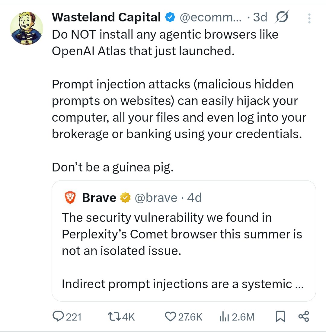 Anchuka_'s tweet image. you should the brave article and about prompt injection!