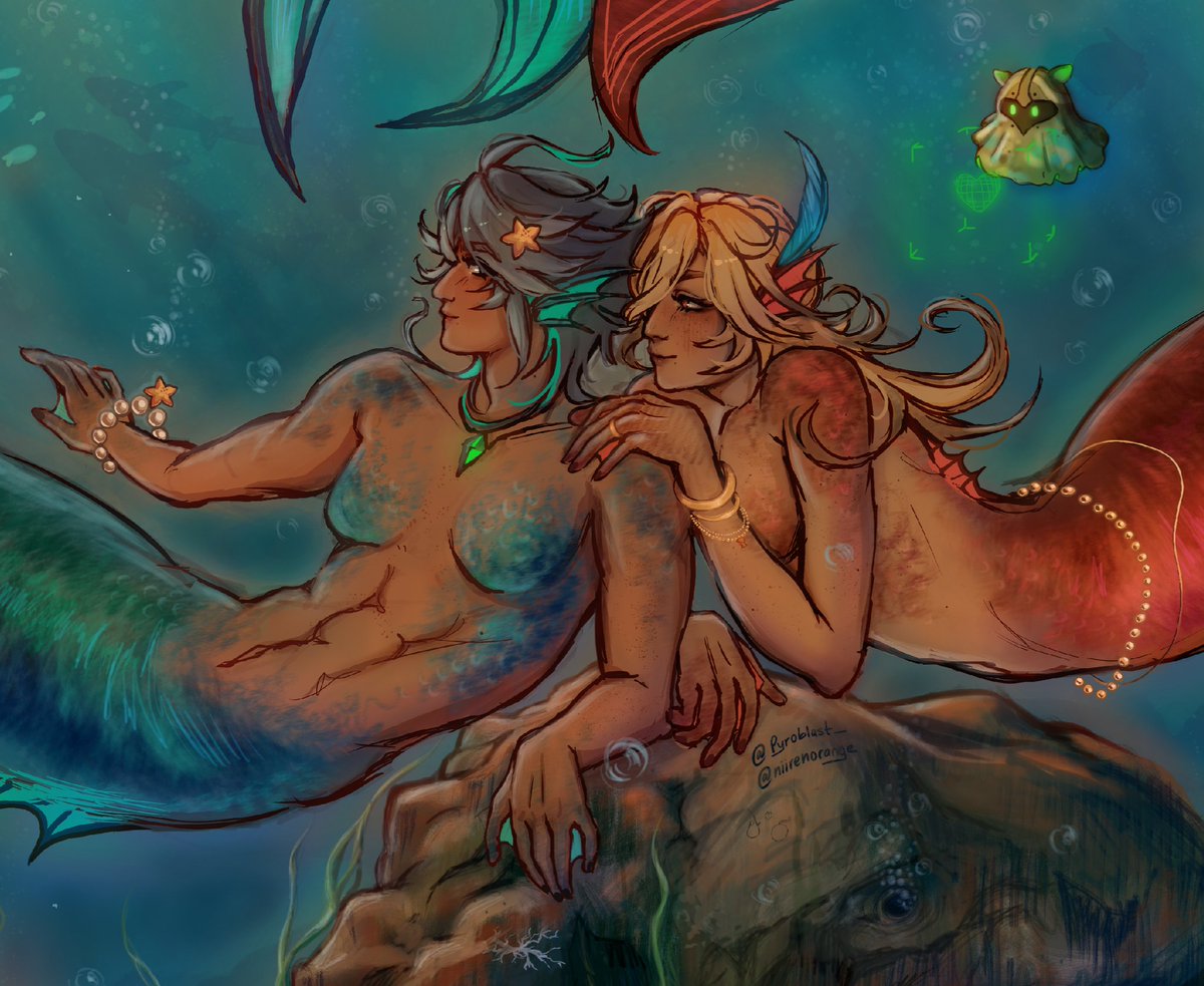 niirenorange's tweet image. Some fish yuri with @Pyroblast_ !!🧡 #haikavetham #kavetham #haikaveh