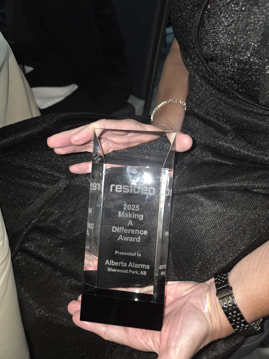 AlarmsAlberta's tweet photo. Received an award from resideo security for community involvement last night. https://t.co/HXQxYhwmsU