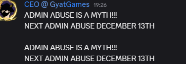 Anonymous_0127's tweet photo. for anyone who thought there would be admin abuse today https://t.co/TAFXeUoDhR