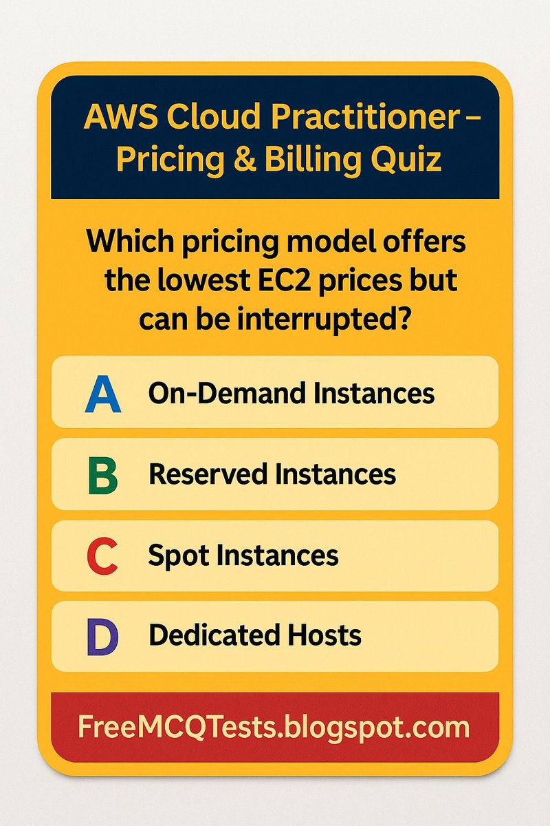 Crypto_AK69's tweet image. What's the correct answer?
freemcqtests.blogspot.com/.../quiz-4-aws...
#AWS #awscertification #awscloudfront