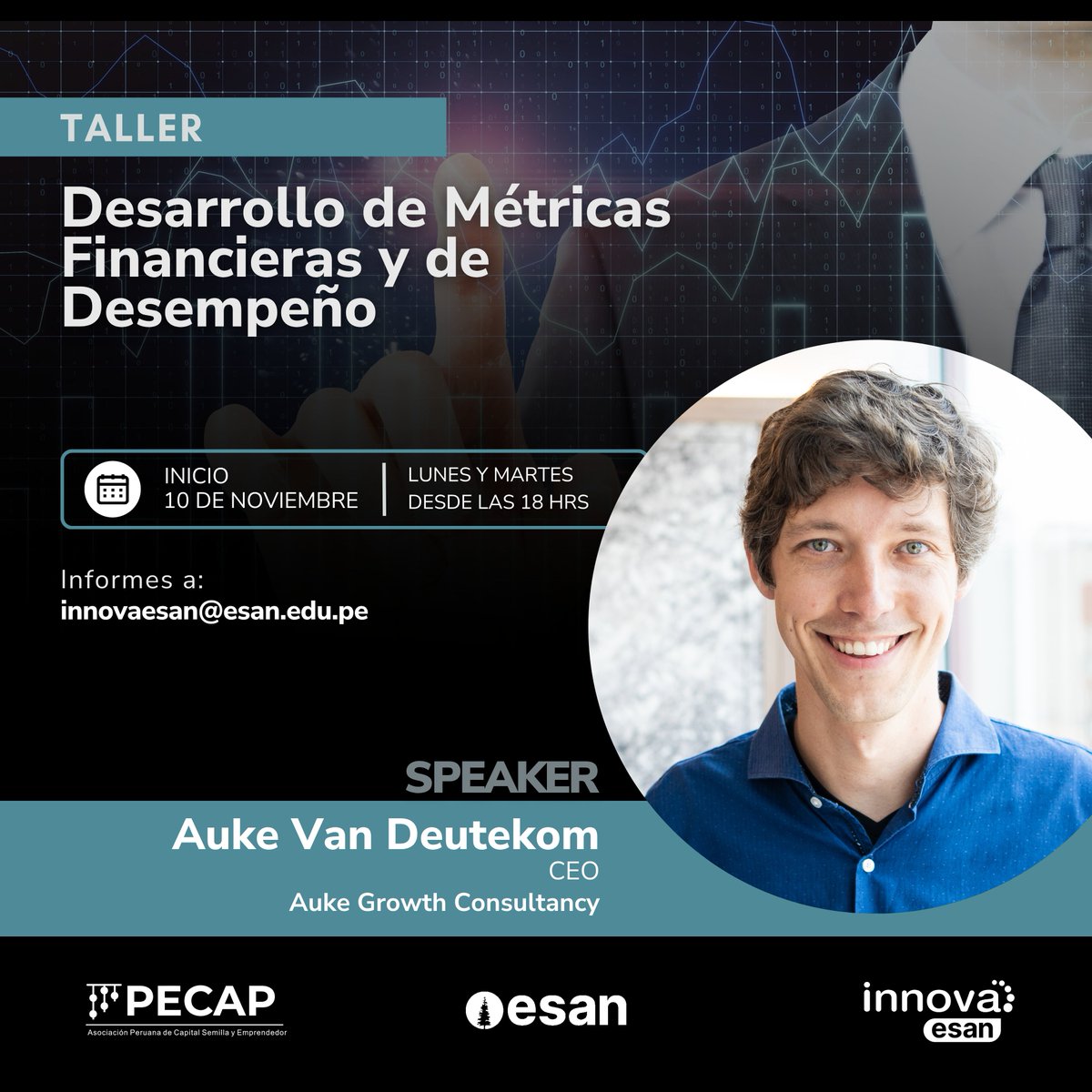 🚀¡Últimos 2 días del Early Bird!
Aprovecha el 30% dscto e inscríbete en el Seminario Fundamentos de VC.
Auke van Deutekom, CEO de Auke Growth Consultancy, liderará el taller: Desarrollo de métricas financieras y de desempeño.
📅Inicio: 10 nov
🔗innova.esan.edu.pe/aprende-con-no…