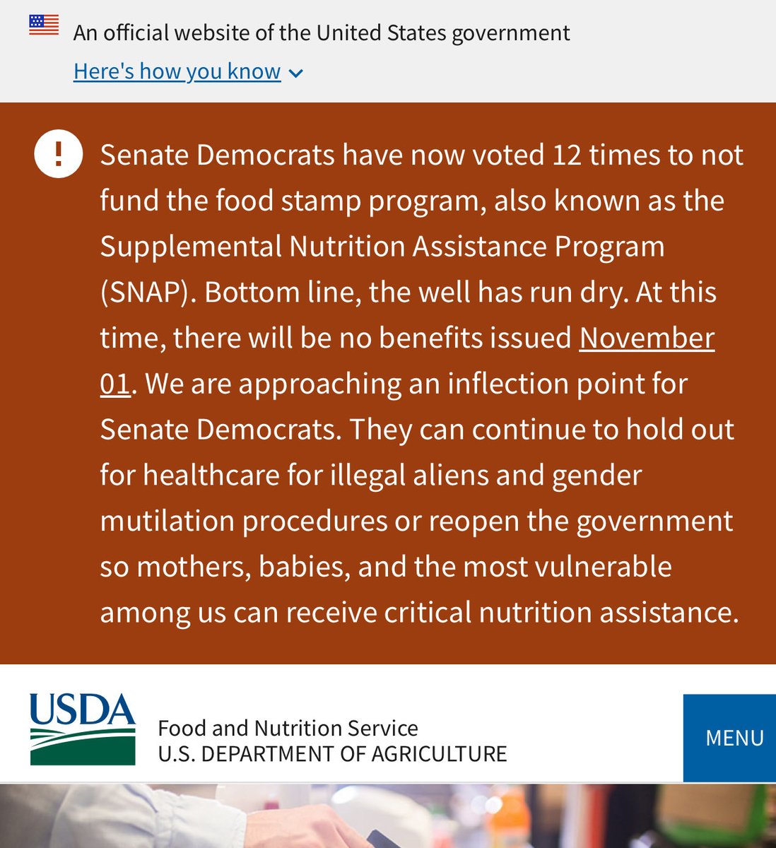 BenGoldey's tweet image. 👀New banner at fns.usda.gov