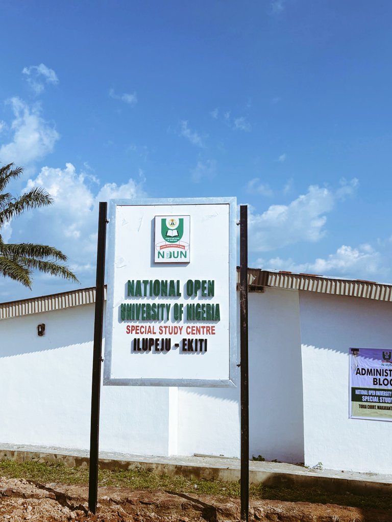 Ekititotheworld's tweet image. NATIONAL OPEN UNIVERSITY OF NIGERIA Special Study Center, Ilupeju Ekiti is now open for admission..
All courses available.....

@NOUN_ILUPEJU