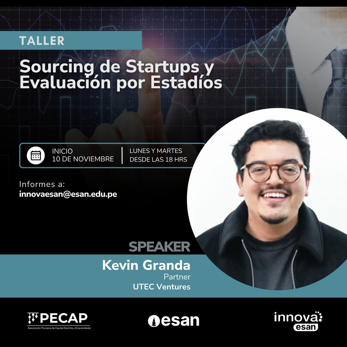 ¡A solo 1 día del cierre del Early Bird! Aprovecha el 30% dscto e inscríbete en el Seminario Fundamentos de Venture Capital.
Kevin Granda, Partner en UTEC Ventures, liderará la sesión “Sourcing de startups y evaluación por estadíos”.
📅Inicio: 10 nov
🔗innova.esan.edu.pe/aprende-con-no…