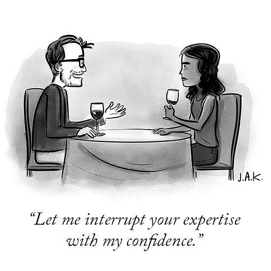 AdamMGrant's tweet image. Too many mediocre men talk over capable women.
Study of problem-solving teams: Men dominate the conversation, taking 50% more turns and saying 69% more than women. Men with low skill speak more than women with high skill.
It's long past time to value competence over confidence.