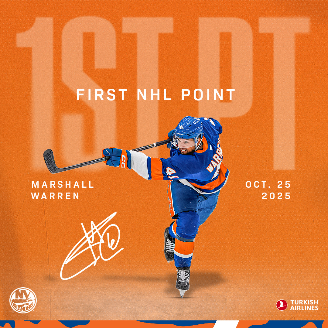 NYIslanders's tweet image. Save that puck! Congrats on your first NHL point, Marshall.