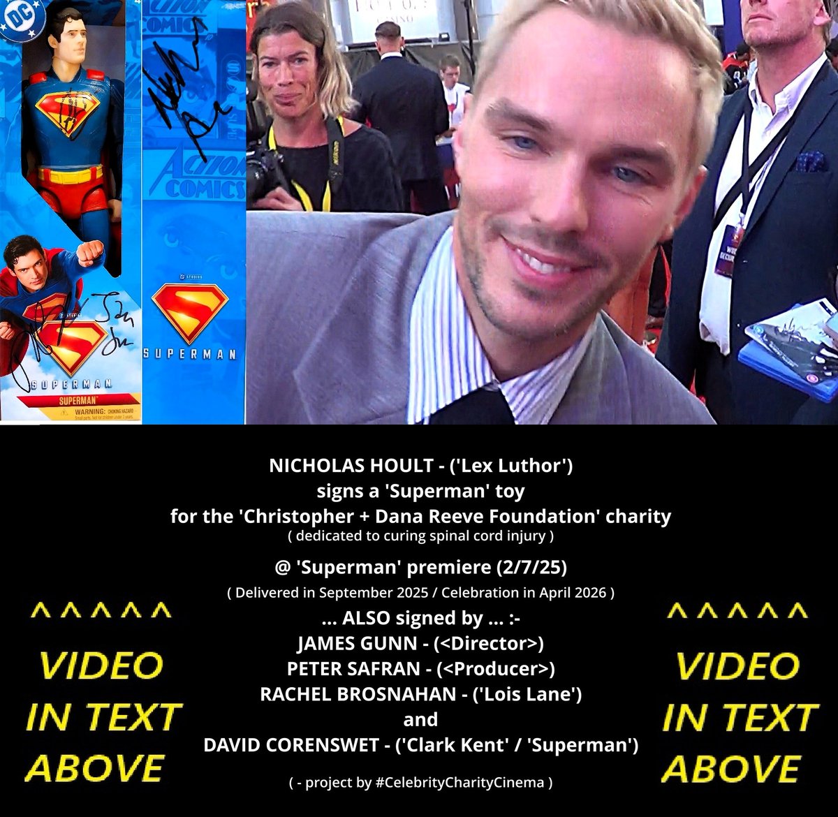 Video> youtu.be/E86PBRYPhN0 / #NicholasHoult ⭐️( #LexLuthor ) signs #Superman 🦸‍♂️toy for the <a href="/ReeveFoundation/">Christopher & Dana Reeve Foundation</a>  ❤️🧡💛 #ChrisAndDanaReeveFoundation #charity 2/7/25 #TeamReeve #ReeveFoundation / <a href="/houltfiles/">nicholas hoult files</a> <a href="/houltology/">jovi 𖤐</a> <a href="/DCULex_Luthor/">LEX LUTHOR SMARTEST MAN ALIVE</a> <a href="/stargazer0118/">Clᐰu Kent</a> <a href="/dceufacts/">DCU News</a> <a href="/TalkingSuperman/">Adam Talking Superman</a>