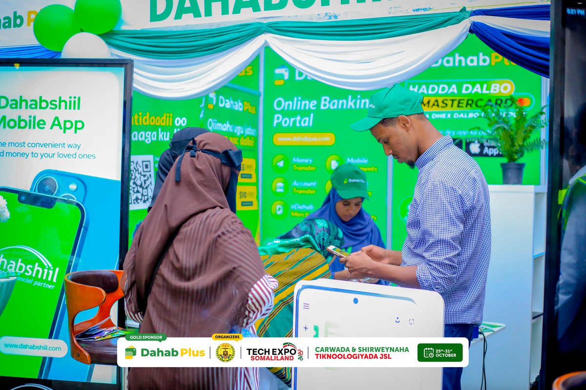 DahabPlusApp's tweet image. DahabPlus proudly showcased its innovation at the Somaliland Technology Expo 2025 in Hargeisa.
We were honored to welcome President H.E. Abdirahman Mohamed Abdillahi “Cirro,” who praised Dahabshiil Group’s role in driving digital transformation and fintech growth. 🌍💡…