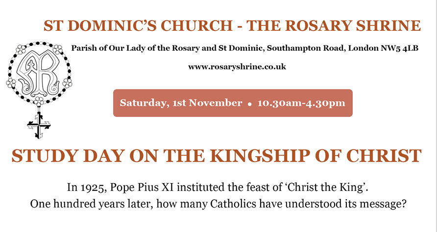 crean_fr's tweet image. The feast of Christ the King is 100 years old this year.  Next Saturday, I'll be leading a study day on the Kingship of Christ at St Dominic's in north London, the Rosary shrine.