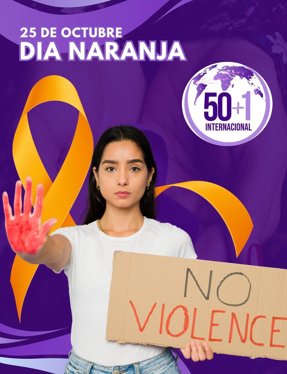🌐 Este 25 de octubre #DiaNaranja, el mundo se ilumina de naranja 🧡 para exigir un futuro libre de violencia contra mujeres y niñas. Desde la Colectiva Internacional 50+1 nos sumamos a este llamado de la ONU, recordando que la violencia de género es una violación a los #DDHH