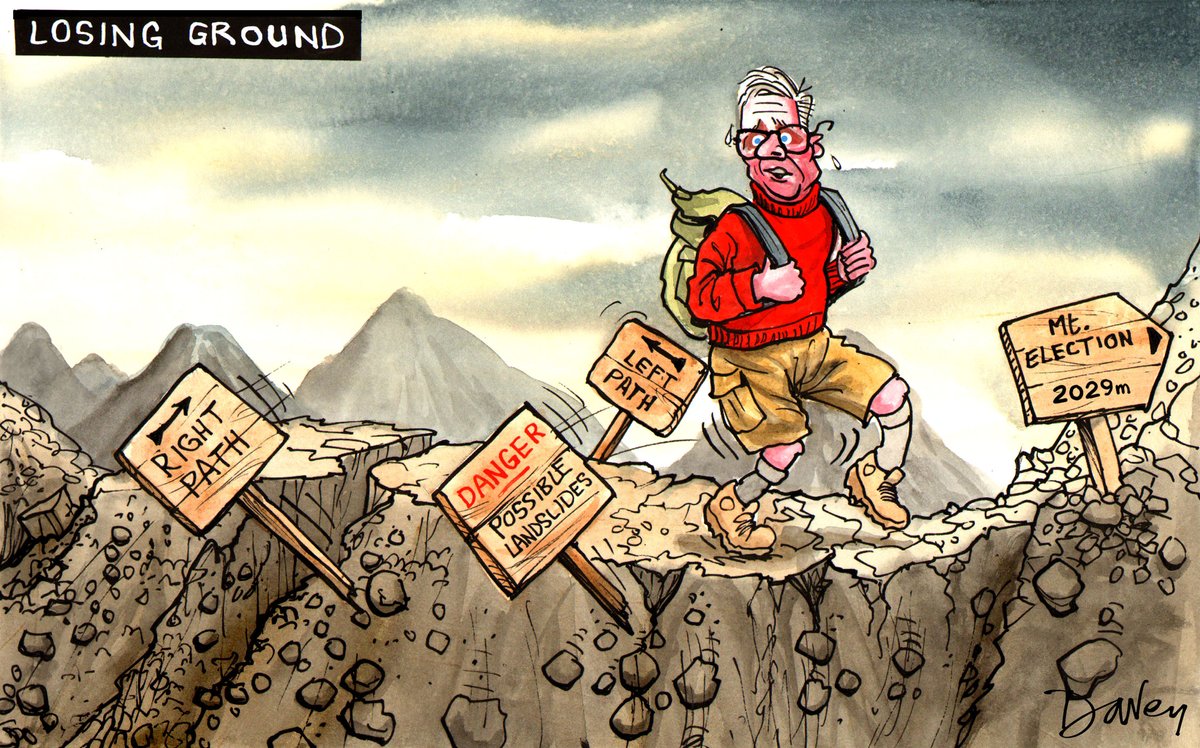 Labour loses ground on left and right at Caerphilly by-election. Starmer's path looks shakier by the day. [Telegraph Saturday 25/10/25].