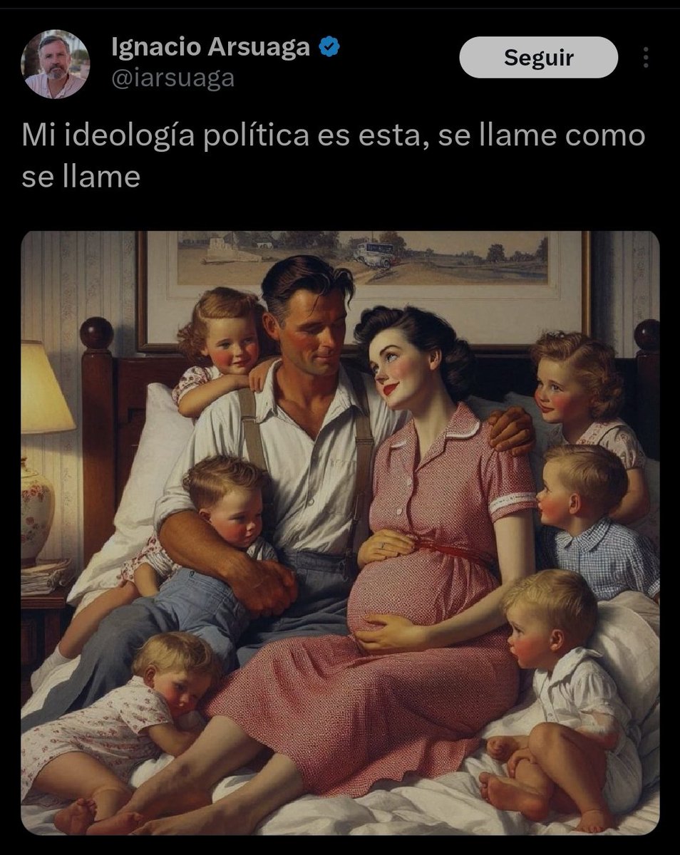 "Mi ideología política es esta”, dice, y sube una foto de El cuento de la criada versión Carrefour.
Ah, los años 50. Cuando los hombres eran hombres, las mujeres eran incubadoras y la depresión postparto se llamaba “estar nerviosa”.