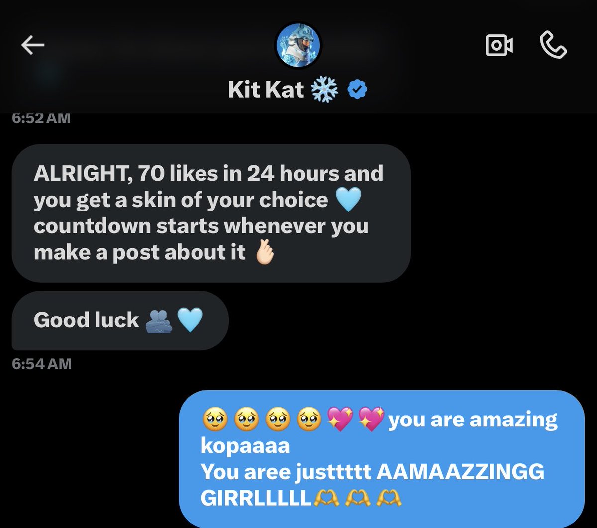 MimiiX01's tweet image. OH. MY. GOD, A pretty soul @ArcticKatt 😻 gave me a like goal
And this is my FIRST EVERRRR like goal ,so  please help me reachh itttt🥺
70 likes for skin of choice🥰
Drop her a follow as well cuz she is AMAZING and Sweet person frrr🩵🫶
