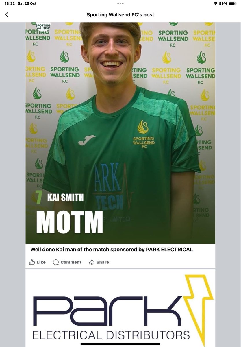 well done Kai MOTM Sponsored by PARK ELECTRICAL