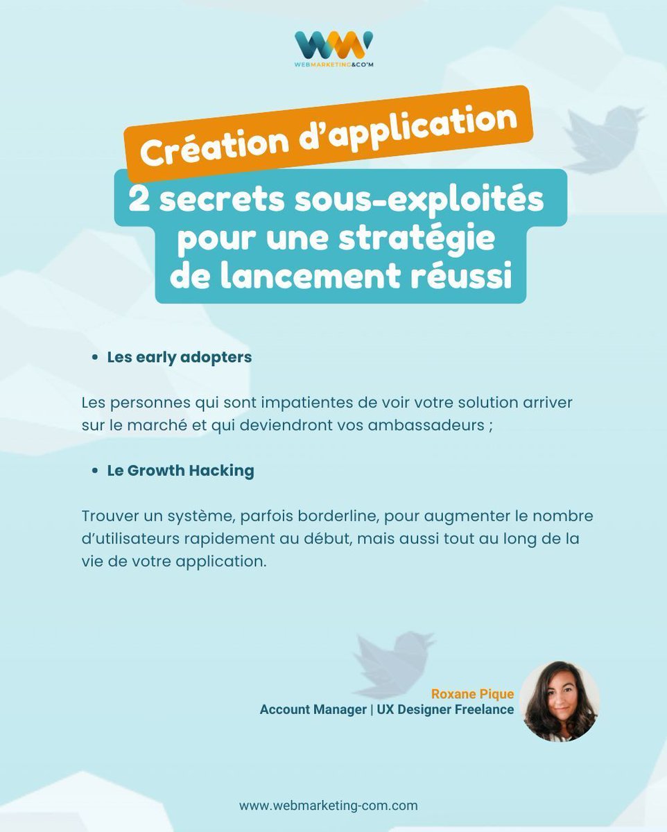 WebmarketingCOM's tweet image. Les débuts d’une application sont toujours compliqués et pourtant tellement importants ! 

L&apos;article complet de Roxane Pique ➡️  buff.ly/PgSD3sv 

#Application #UXDesign #MarketingDigital #GrowthHacking