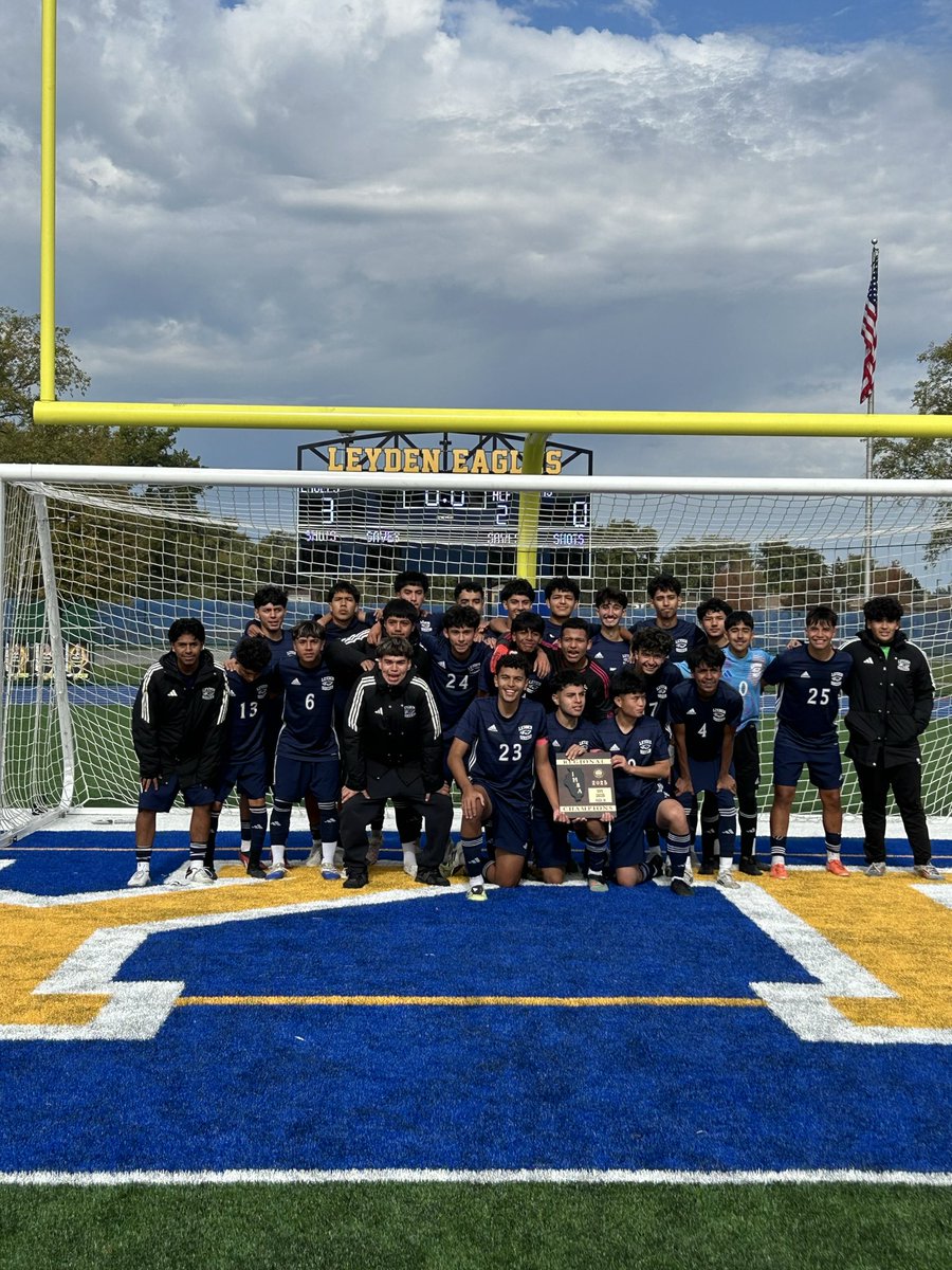 Three Peat!!! Regional champs! Goals by Jose Rafa B and Josue were enough today behind Julio’s shutout!  Up next at Schaumburg on Wednesday at 5 vs West Chicago. #EaglesFlyBetter