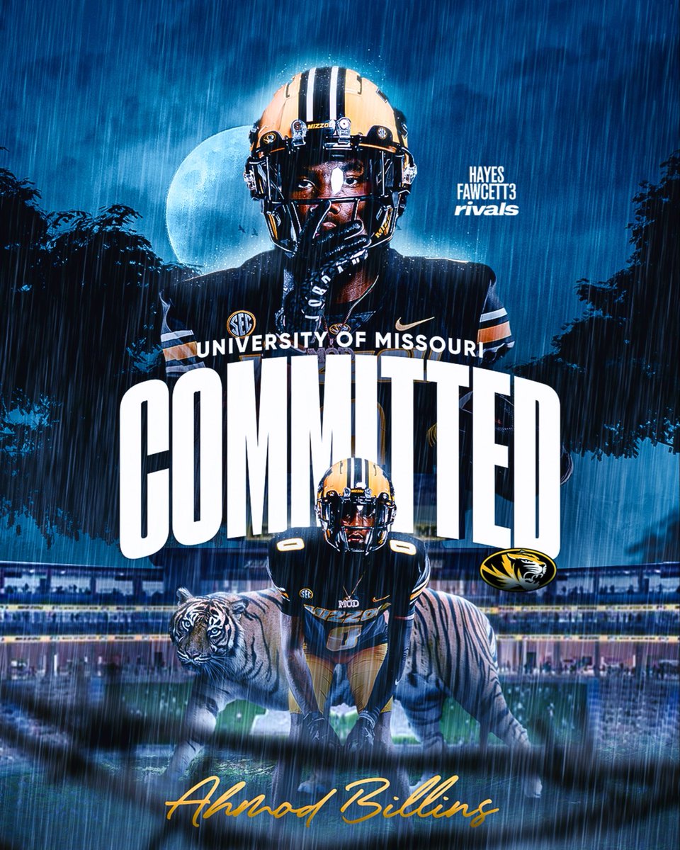 Hayesfawcett3's tweet image. BREAKING: Class of 2026 CB Ahmod Billins has Committed to Missouri, he tells me for @rivals

The 6’2 170 CB from Abbeville, AL chose the Tigers over Tulane, Jax State, and Mercer

“SECondary To None #STP 🐯”

on3.com/rivals/ahmod-b…