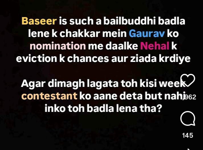 Azila👑 (@girlboss_azila) on Twitter photo First it was “SHOW MORE OF BASEER ”
Then “WE WATCH BB FOR BASEER ”
Now it’s “BRING BACK BASEER ALI ” 😭
Next week: “AT LEAST SHOW HIM IN FLASHBACKS"  💀
Guys stop embarrassing yourselves you’re just proving that #BaseerAli is Bail Buddhi YES HE IS
Many are saying what I said First it was “SHOW MORE OF BASEER ”
Then “WE WATCH BB FOR BASEER ”
Now it’s “BRING BACK BASEER ALI ” 😭
Next week: “AT LEAST SHOW HIM IN FLASHBACKS"  💀
Guys stop embarrassing yourselves you’re just proving that #BaseerAli is Bail Buddhi YES HE IS
Many are saying what I said