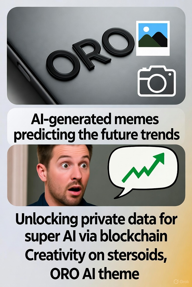 Volodimir2008's tweet image. ORO AI: Unlocking private data for super AI via blockchain! But seriously, imagine: AI-generated memes predicting trends. Creativity on steroids? Who&apos;s in?  #OROAI #MemesAI #CryptoCreativity