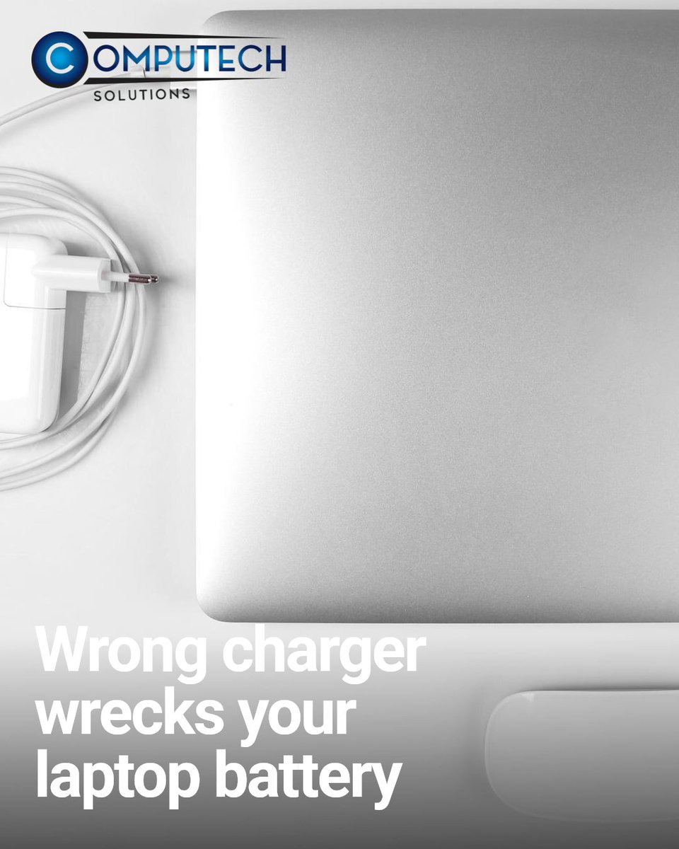 Computech_PTA's tweet image. Wrong laptop charger? It damages devices &amp;amp; shortens lifespan! Choose one matching your voltage/amperage needs. Our quality generic chargers keep laptops safe &amp;amp; powered. Don&apos;t risk repairs—get the right one today! #LaptopRepair #ComputechSolutions #TechSupport #LaptopCharger