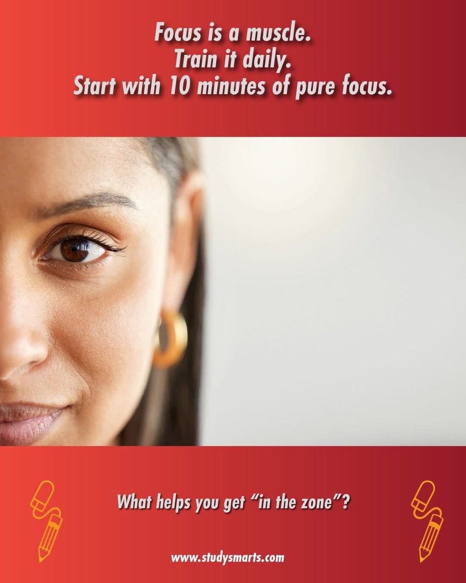 StudySmarts's tweet image. Focus is a muscle.

Train it daily. Start with 10 minutes of pure focus and build from there.

What helps you get “in the zone”?

#FocusMode #BrainTraining #StudySmarts #MindsetMatters #StaySharp