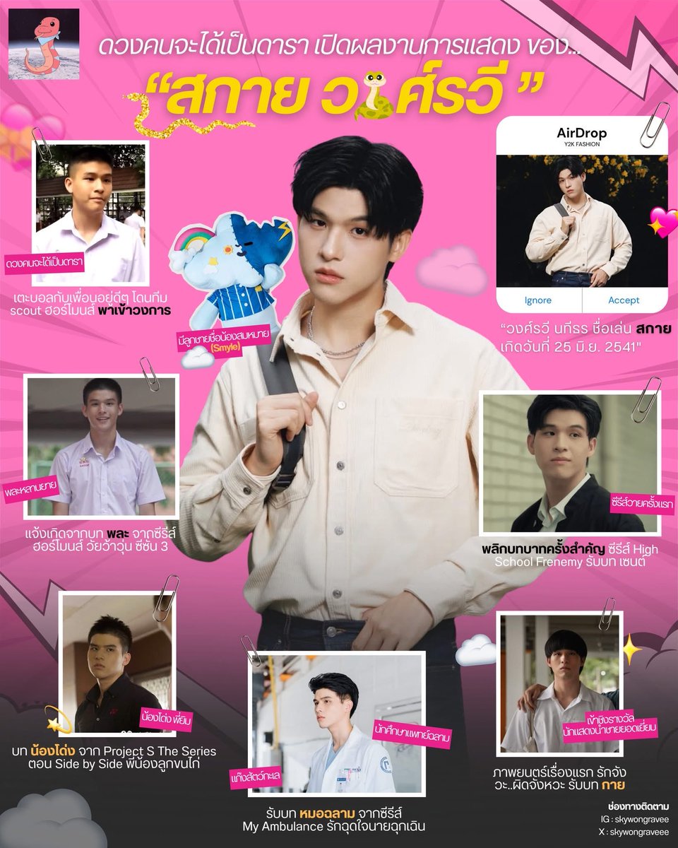 เจอสกายอยู่ทุกที่จริงๆ ล่าสุดเจอที่เพจเฟสบุ๊ค มีสไมล์ด้วยยยย น่ารักอะ🥺

#skywongravee