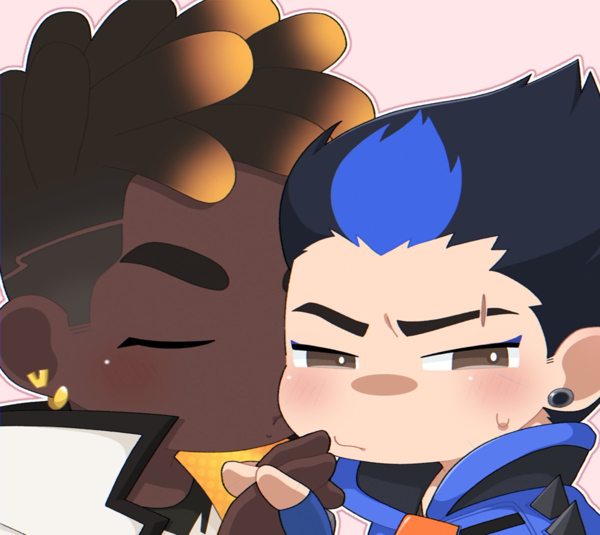 位置いじって､ほっぺちゅーさせた🧡💙