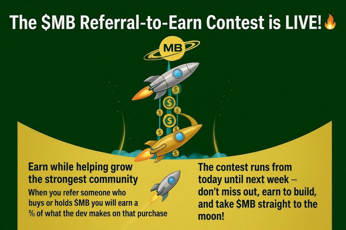 MagicBeansCoin's tweet image. Important announcements 

The $MB Referral-to-Earn Contest is LIVE 🔥

Earn while you grow the community 💰
Every time you refer someone who buys or holds $MB, you’ll receive a % of what the dev makes 
real rewards for real believers 🚀

This runs from today #MB #MagicBeans