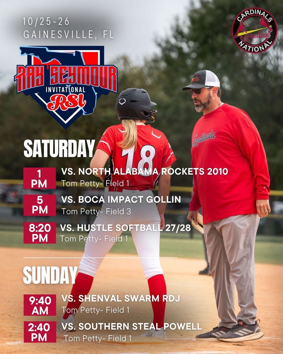 We start today at 1:00 <a href="/ray_seymour/">Ray Seymour Invitational</a> so grab your lunch and head over to watch us play.  My mom will move her car or shuttle any coaches headed to Tom Petty 🙃!  

🥎 <a href="/MusserChristi/">Christi Musser</a> <a href="/CoachCButler/">Chelsea Butler</a> <a href="/TopPreps/">TOP PREPS - SPORTS NEWS, INTERVIEWS, & GRAPHICS</a> <a href="/CoastRecruits/">Coast 2 Coast Recruits</a> <a href="/SBRRetweets/">Softball Recruiting Reposts</a> <a href="/Softball_Home/">Softball Home🥎</a> <a href="/SoftballDown/">Down South Softball</a> <a href="/DirectRecruits/">Direct Recruits</a>