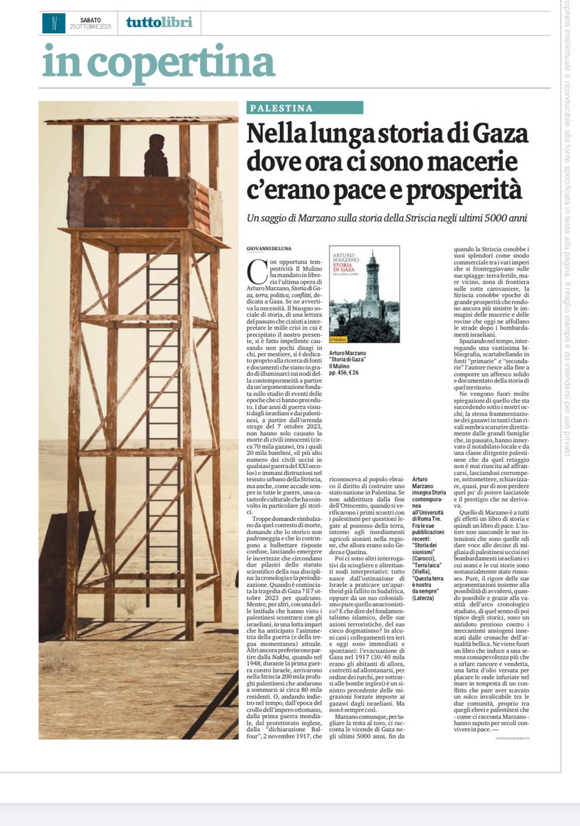 “Il Mulino ha mandato in libreria l'ultima opera di Arturo Marzano, #StoriadiGaza, terra, politica, conflitti. Se ne avvertiva la necessità. Il bisogno sociale di storia, di una lettura del passato che ci aiuti a interpretare le mille crisi in cui è precipitato il presente”.
