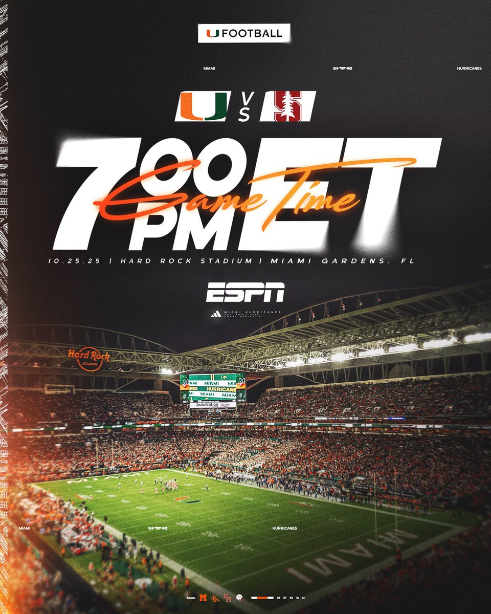 Can’t wait to be in Miami today to watch <a href="/CanesFootball/">Miami Hurricanes Football</a> take on Stanford.
<a href="/cjhetherman/">Corey Hetherman</a> <a href="/CaneSport/">CaneSport Miami Hurricanes</a> <a href="/GabyUrrutia247/">Gaby Urrutia</a> <a href="/CanesInSight/">CanesInSight</a> <a href="/TomLoy247/">Tom Loy</a> <a href="/coach_cristobal/">Mario Cristobal</a> <a href="/GeoMilian/">Geo Milian</a> <a href="/keikiokalani/">Coach Keiki</a> <a href="/AREALGENTLEMEN/">joe brown</a> <a href="/HornetFB_1MOORE/">BMC Football</a> <a href="/247recruiting/">247Sports Recruiting</a> <a href="/coachmicahjd/">Coach Micah J. Davis</a>