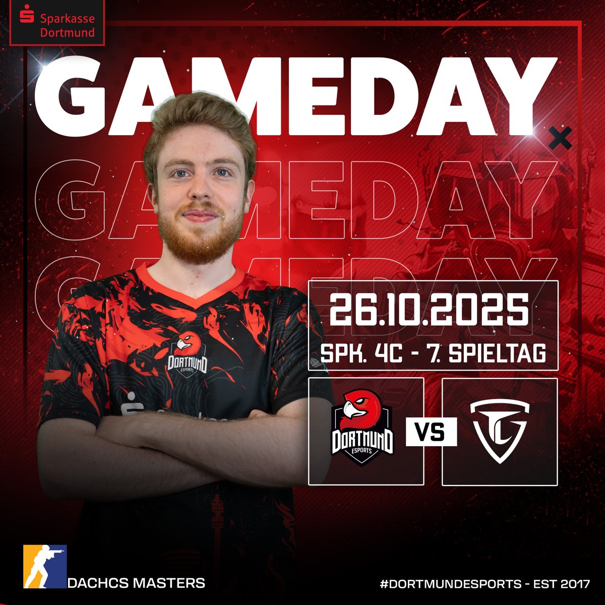 Heute steht der letzte Spieltag der DACHCS Saison gegen <a href="/Team_LEISURE/">Team LEISURE</a> Allstars für uns an👀

Cast: twitch.tv/dortmundesports

Line-Up: 
<a href="/a_grooo/">gro | Alex Gromov</a> 
<a href="/neunard99/">Neunard</a> 
<a href="/screayx_CS/">screayx_CS</a> 
<a href="/TouiCS2/">Toui</a> 
<a href="/LDakaJesko/">LD aka Jesko</a> 
<a href="/k0ti_CS/">k0ti</a> (C)

#Dortmundesports #CS2 <a href="/dachcs/">DACH CS Masters</a>