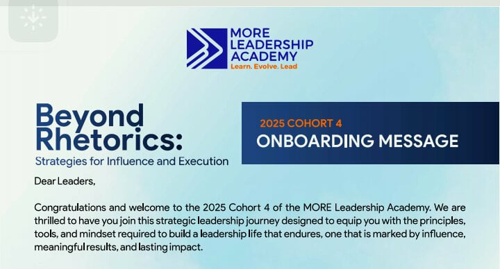Ruthieank9's tweet photo. Excited to share that I've been accepted into the MORE Leadership Academy's 2025 Cohort 4! Looking forward to diving into Beyond Rhetoric
(Strategies for Influence and Execution) and taking my leadership skills to the next level. Grateful for this opportunity to learn and grow. https://t.co/Z5i66zVdyH