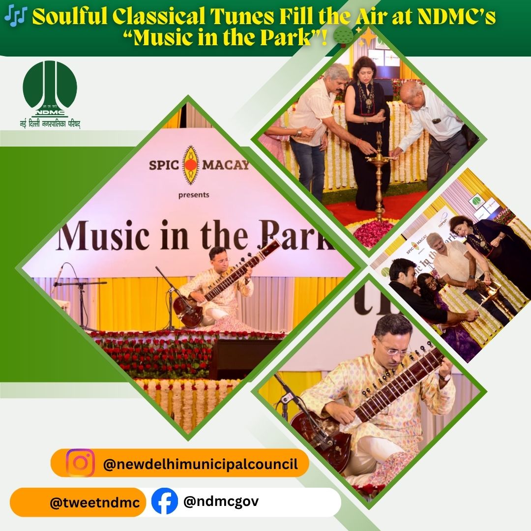 tweetndmc's tweet image. 🎶 Melodious evening at Nehru Park! 🌳✨
@NDMCOfficial &amp;amp; @spicmacay presented “Music in the Park”, celebrating Indian classical music. 🎵
🎸 Dhruv Bedi (Sitar) &amp;amp; Akram Khan (Tabla)
🎤 Ashwini Bhide Deshpande with Vinay Mishra &amp;amp; Yati Bhagwat

#MusicInThePark #NDMC #SPICMACAY