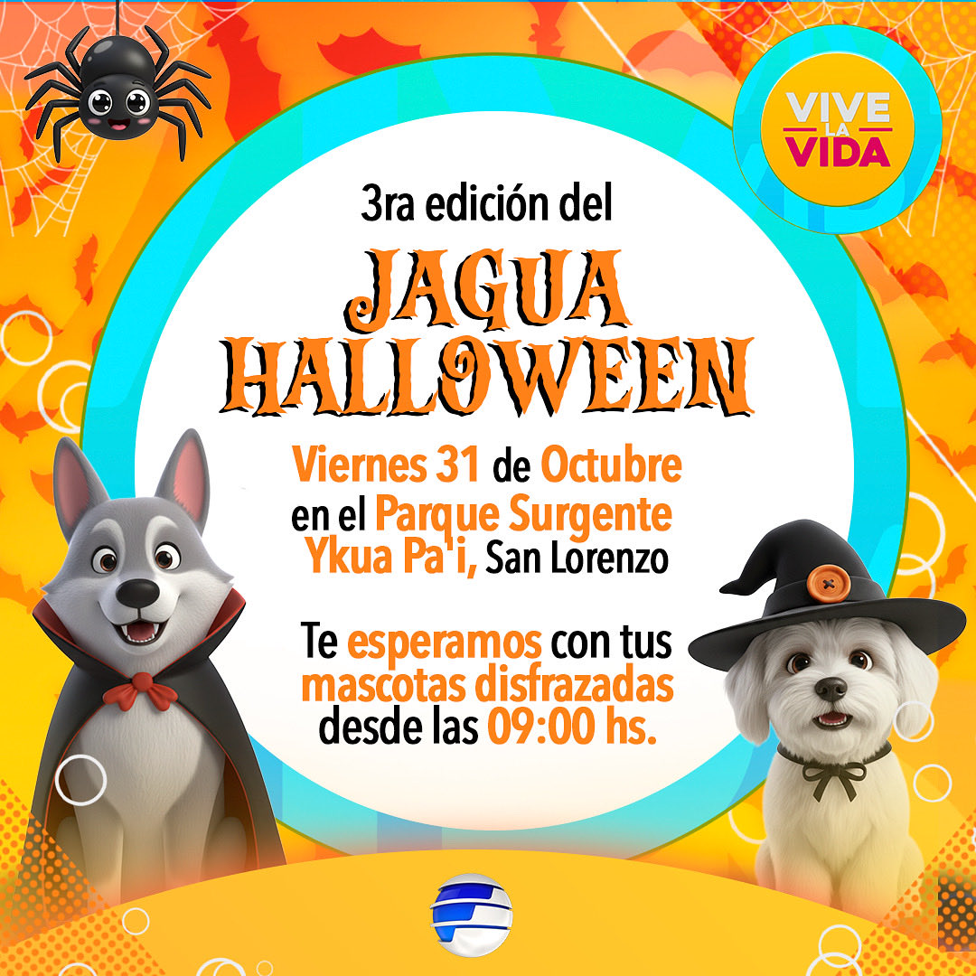 Telefuturo's tweet photo. ¿Perritos listos?👻🐶
Este viernes 31 de octubre es el #JaguaHalloween y estamos ¡súper emocionados!
Se parte de este divertido desfile✨
📍Parque Surgente Ykua Pa'i, San Lorenzo
⏰ 09:00hs
¡Te esperamos! #ViveLaVidaPy 🤩 https://t.co/CKu1J79uDc
