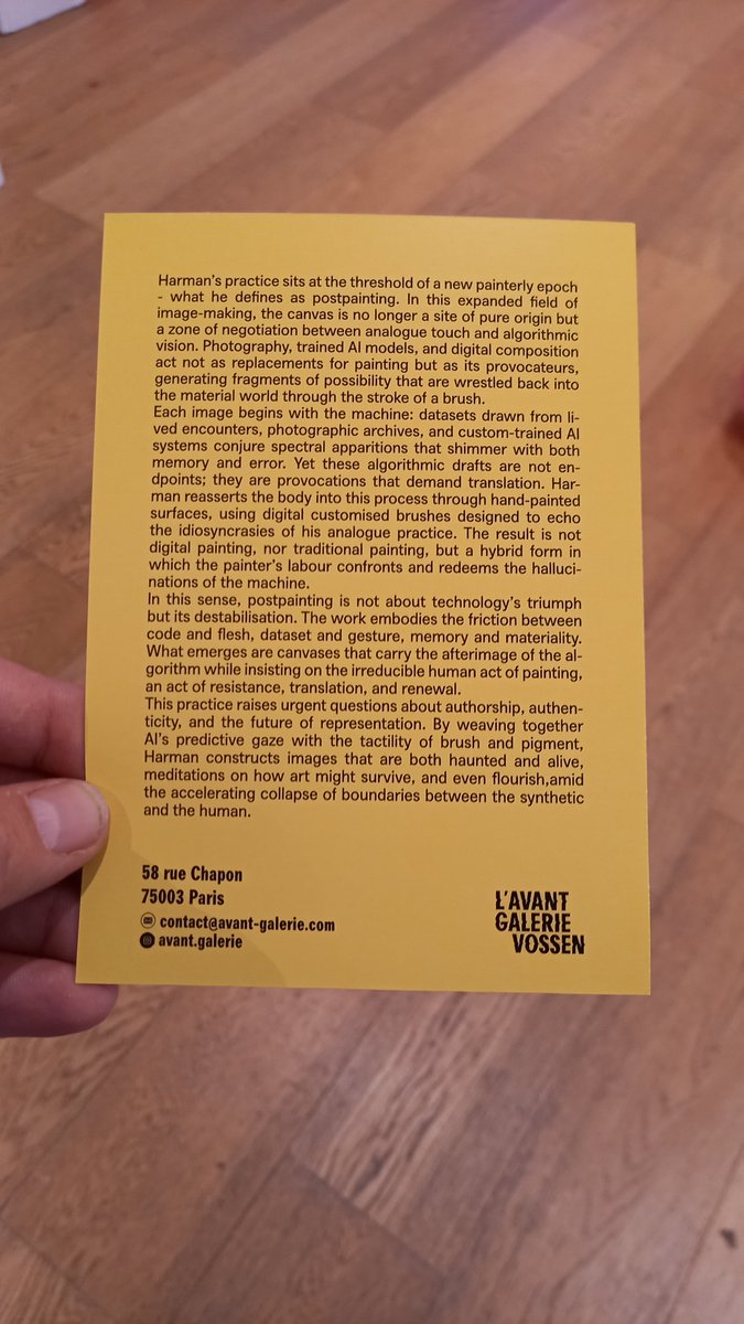In November 2025, <a href="/ParisPhotoFair/">ParisPhoto</a> 
L'Avant Galerie will exhibit <a href="/NorrieHarman/">Norman Harman</a> Post Painting artworks 😍😍😍