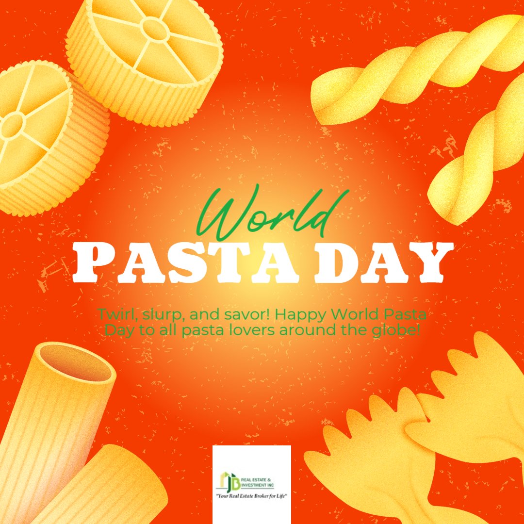 JBRealEstateInc's tweet image. &quot;Indulging in all the carbs today because it&apos;s #PastaDay! Who else is celebrating this delicious holiday? 🍝🎉 #CarbLoading #Foodie #PastaLover #ComfortFood&quot;