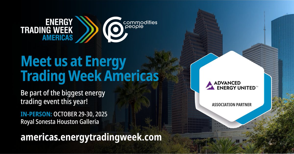 United is proud to be an Association Partner of Energy Trading Week Americas in Houston (10/29-30)! Join us alongside 1,500+ energy professionals &amp; 150+ expert speakers to connect, collaborate, &amp; help shape the future of energy trading.

Register here: okt.to/rx37ip