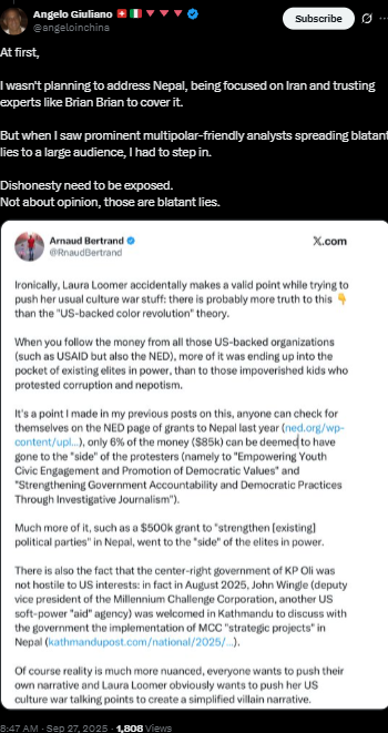 RedPanda_Pie's tweet photo. @RnaudBertrand @baoshaoshan Lol... Remember when you blocked @BrianJBerletic and @angeloinchina bcs they challenged you with facts on Nepal colour revolution but you knew better bcs your kid was born there... Welcome to the club...
...Ironic ?! https://t.co/FTjWpdUInv