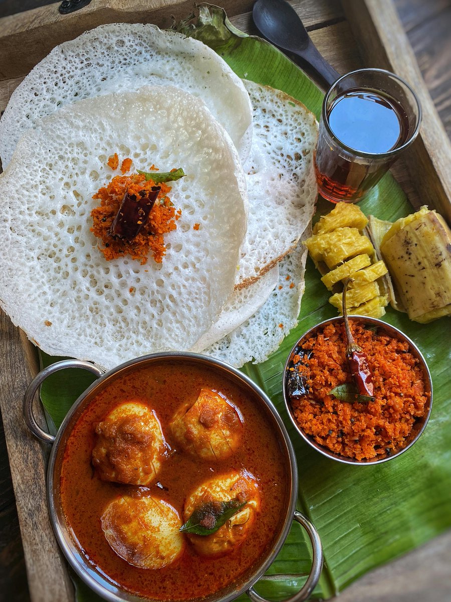 Appam, egg curry, and a hot cup of tea — the ultimate Kerala breakfast trio to try this weekend! 🍳🥥☕
Soft, fluffy appam soaks up the rich, spiced egg curry, and the tea ties it all together. A plate full of comfort, tradition, and flavor. 💛