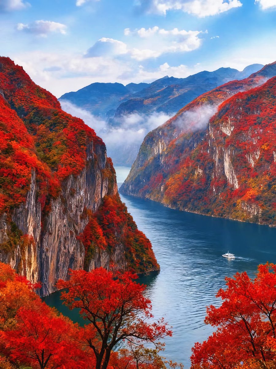 秋天，一定要坐游轮去三峡追红叶！！！🍁你说呢？