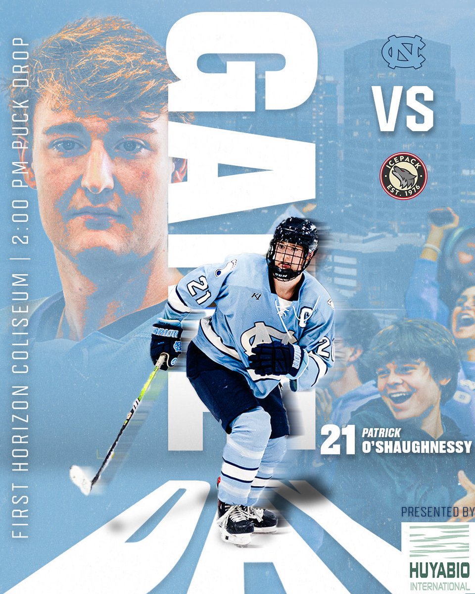 GAME DAY!! UNC v. State at First Horizon Coliseum! PUCK DROP 2pm! See you there! 

#goheels #hockey #acchl