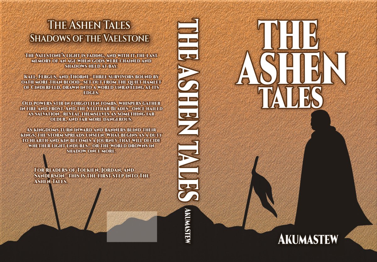 SlongiAndStew's tweet image. Working on the hardcover edition of The Ashen Tales. Here’s the updated full wrap — what do you think? (Matte or gloss? 👀)  

#BookCoverDesign
#fantasybooks 
#indieauthor 
#epicfantasy 
#WritingCommunity 
#CoverReveal