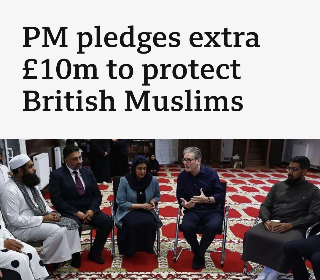 JaiBham's tweet photo. So @Keir_Starmer gives £10M of tax payers dough to protect Muslims, sends Millions abroad for foreign aid, yet cuts services to the British people whilst hiking taxes for us to pay for the money hes giving away. 

Protecting Muslims? What about everyone else? https://t.co/rbfqtlcsy8