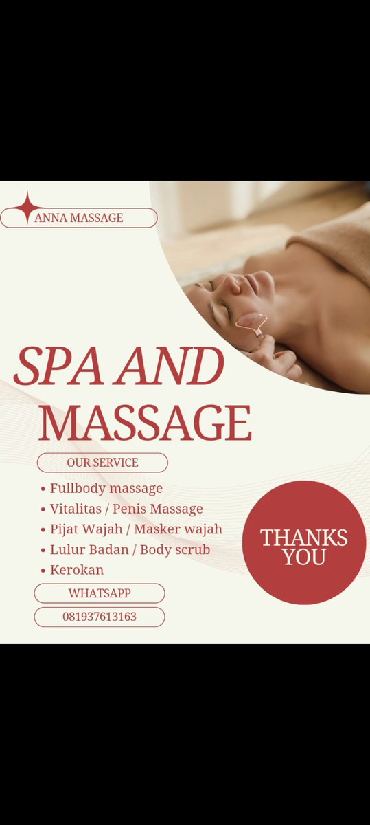 anna186605's tweet photo. Yang mau pijat berkabar aja ya..
Wa 081937613163
#realmassage
#realpijat
#fullbodymassage
#vitalitymassage
#pijatfullbody
#pijatvitalitas
Incall or outcall https://t.co/u09z8kptPJ